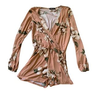 Floral fashion nova romper faux wrap